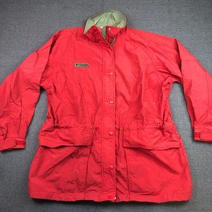 Vintage Columbia Ski Jacket Womens Large Red Nylon Zip Snap Button Outdoors